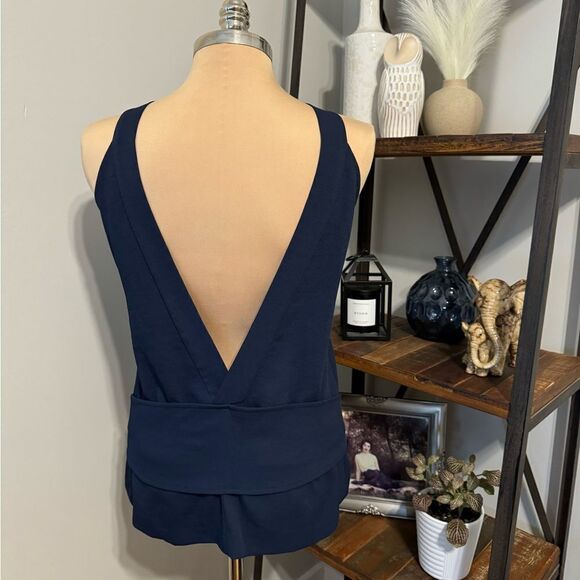 Derek Lam 10 Crosby Square Neckline Tank V-Back Navy Blue Buttons Women’s MED - Picture 2 of 7